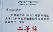 喜报 女优视频
学生获女优视频
2024年心理情景剧展演大赛二等奖